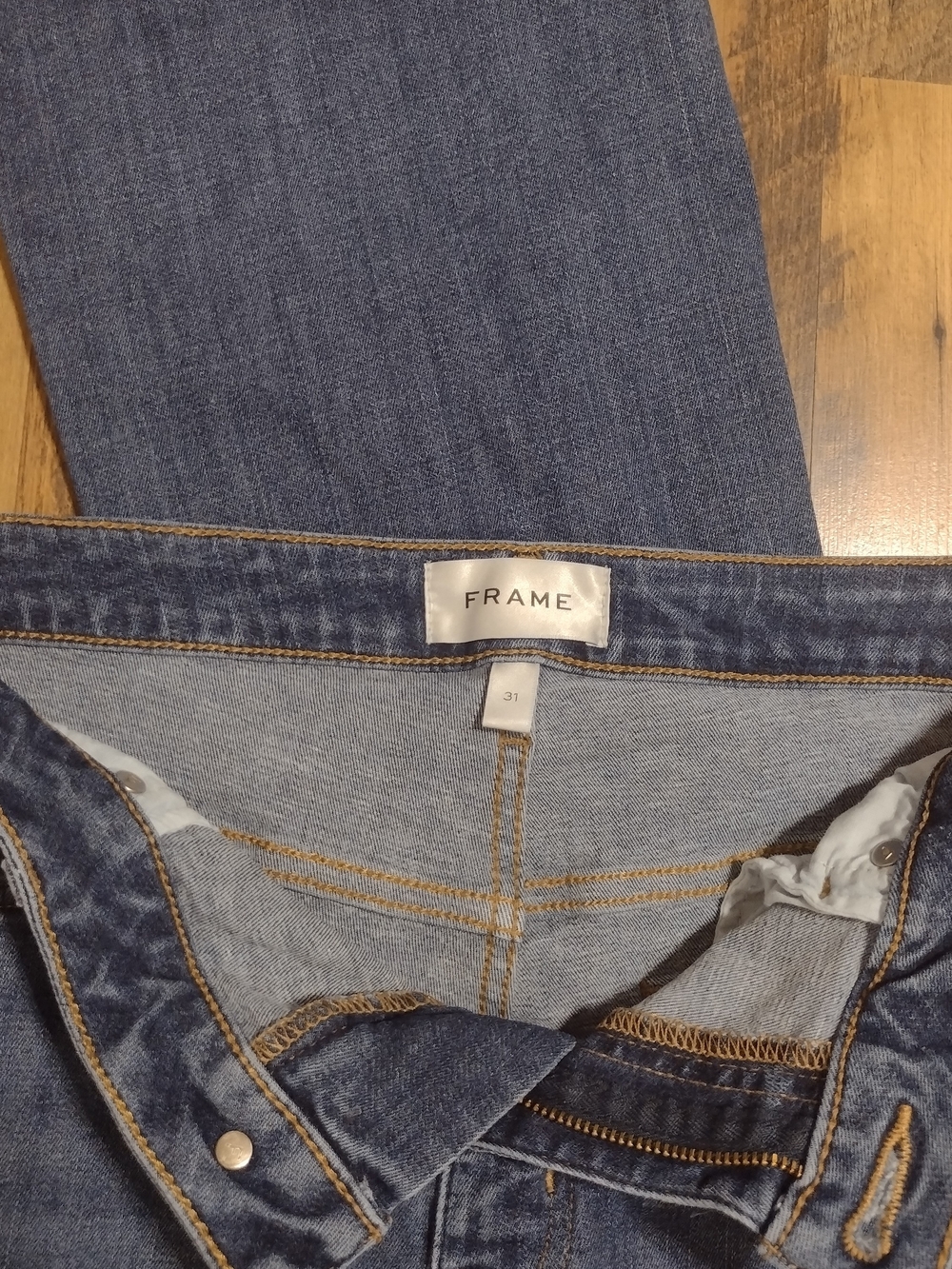 Frame Aspire Raw Hem Women's Dark Blue Stretch Bootcut Jeans Size 31 - Picture 8 of 13
